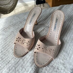 Manolo Blahnik eyelet cream heels